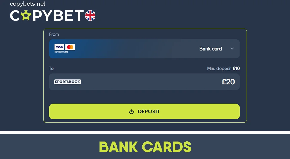 Deposit and withdraw with Visa and Mastercard at Copybet UK