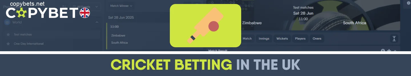 Copybet UK cricket betting platform with 120+ markets