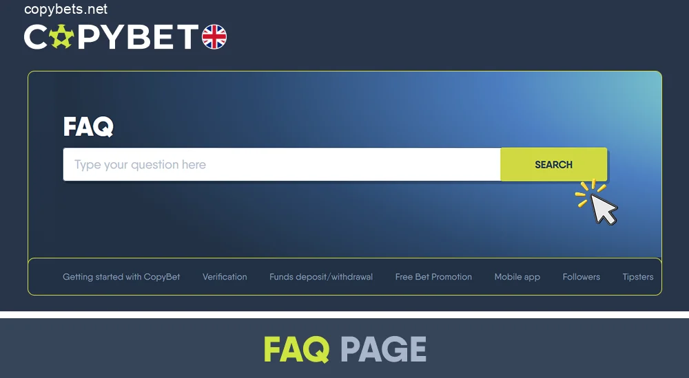 Copybet UK FAQ page for self-service support