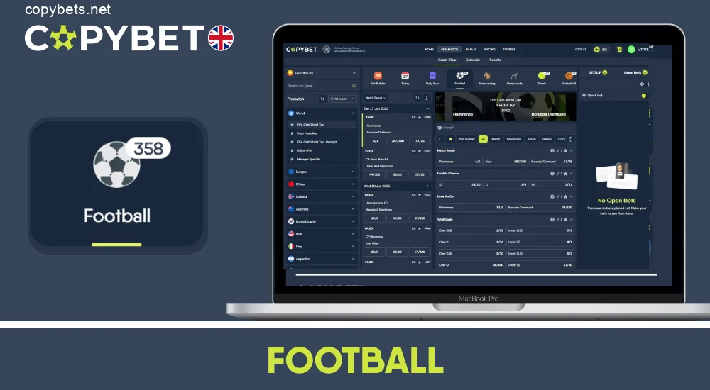 Football betting options at Copybet UK
