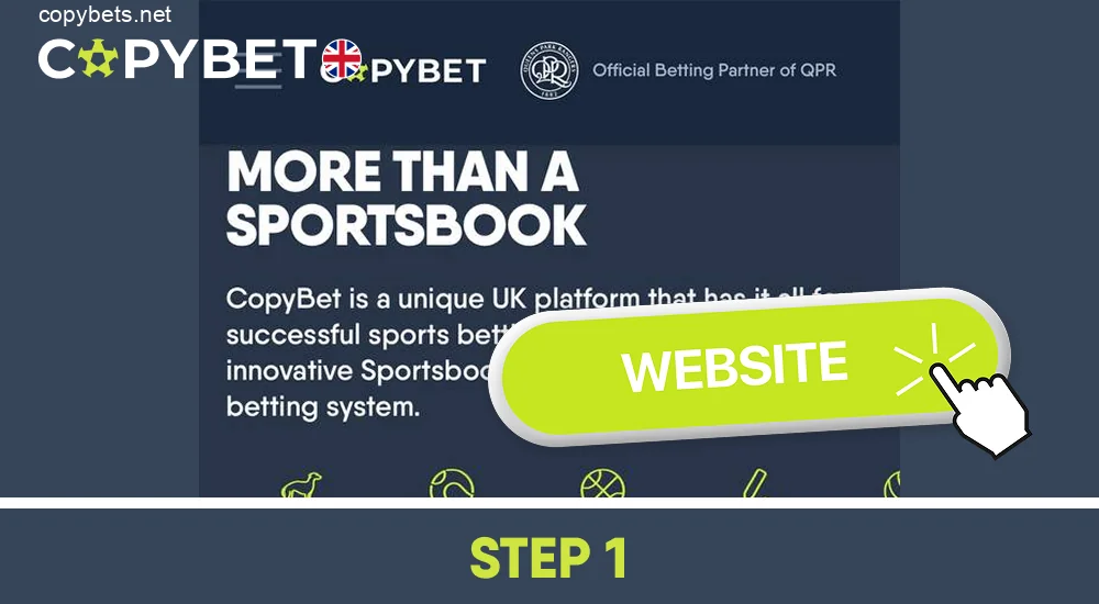 Go to the official Copybet website using the Safari browser, step 1
