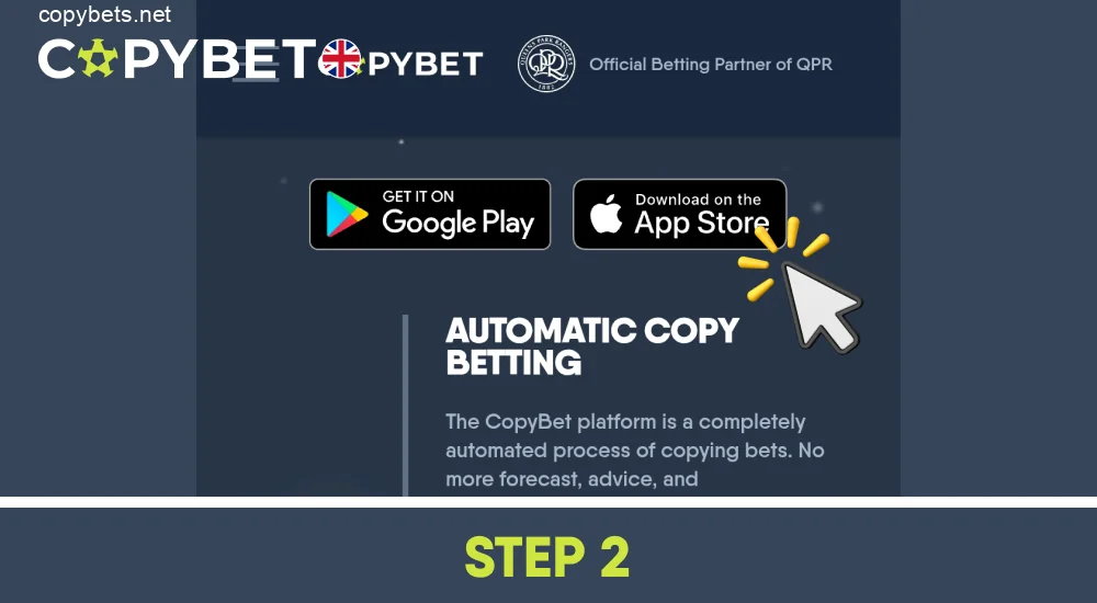 Find the Copybet app download link in the App Store, step 2