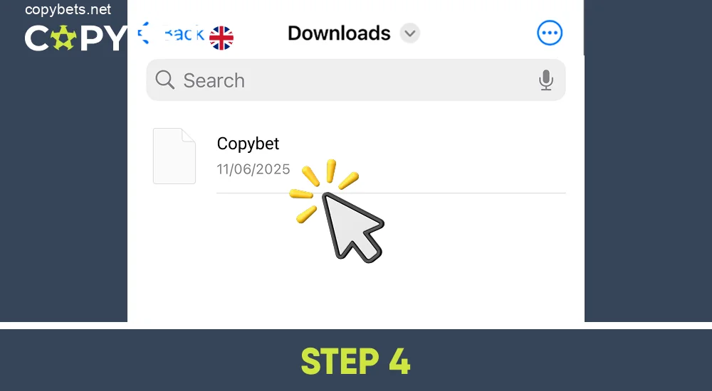 In the Downloads section, find the Copybet installation file and install it, step 4