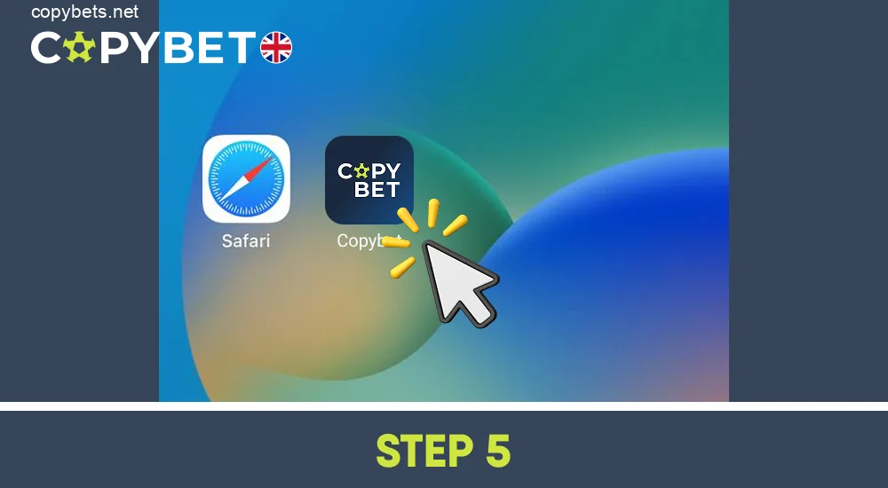 After installing the Copybet app, open it, make a deposit and start betting, step 5
