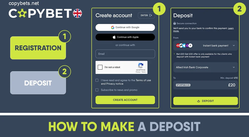 Make a deposit in Copybet app