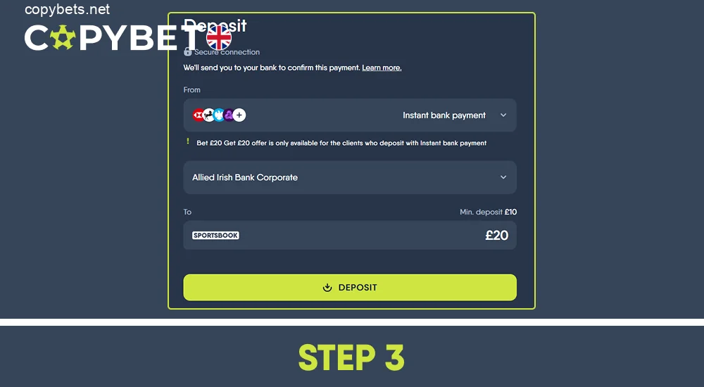 Make a deposit, step 3