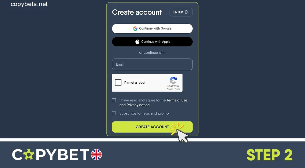 Login to existing account, step 2