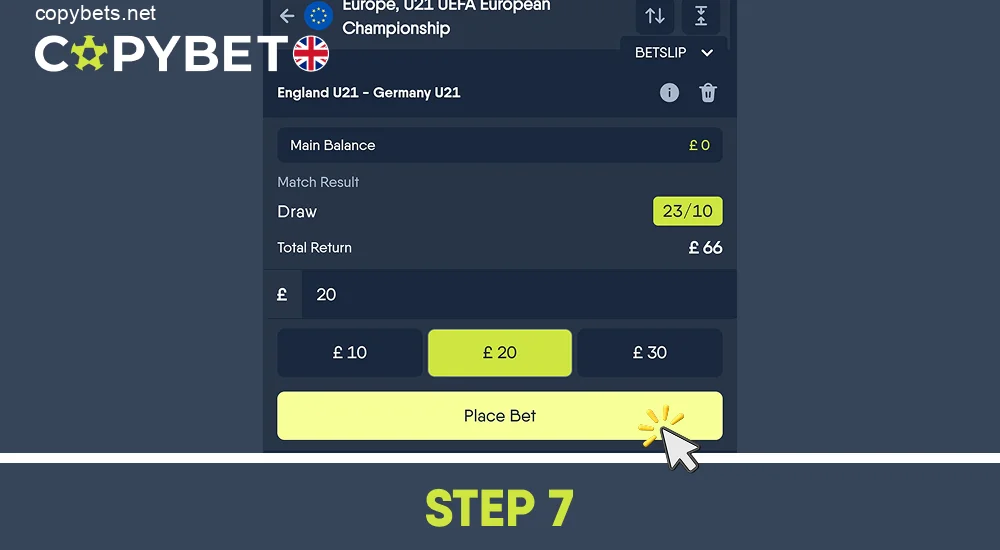 Confirm your bet, step 7