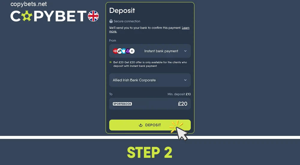 Make a deposit, step 2