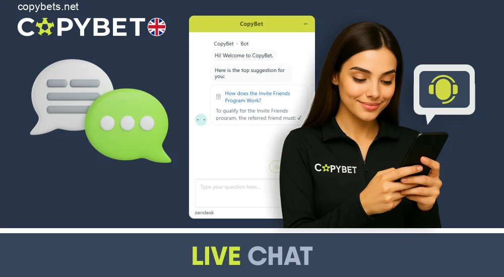 Get help instantly with Copybet UK live chat