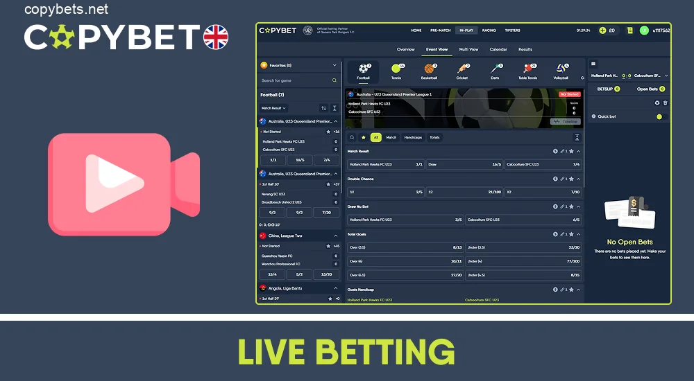 Live betting experience on Copybet UK