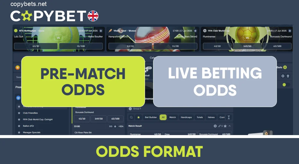 Copybet UK odds format selection