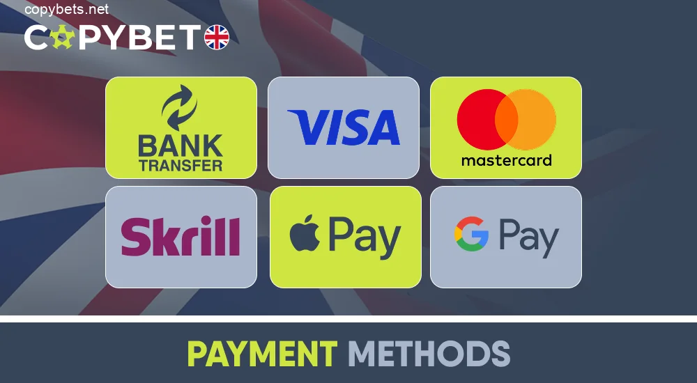 Copybet UK payment and withdrawal methods