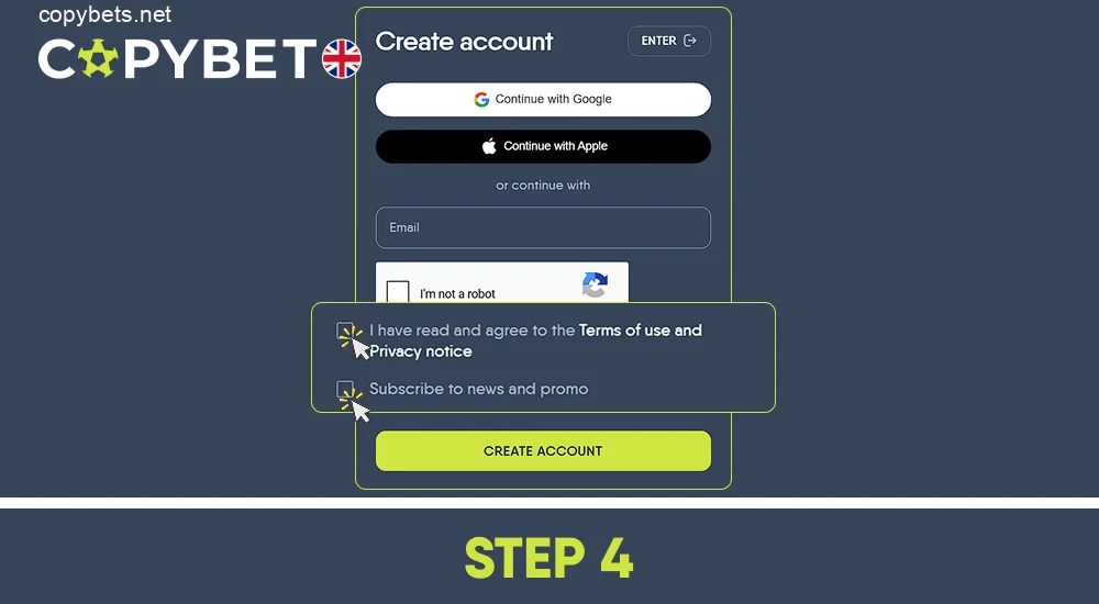 Check the box that you have read and agree to the platform rules, step 4