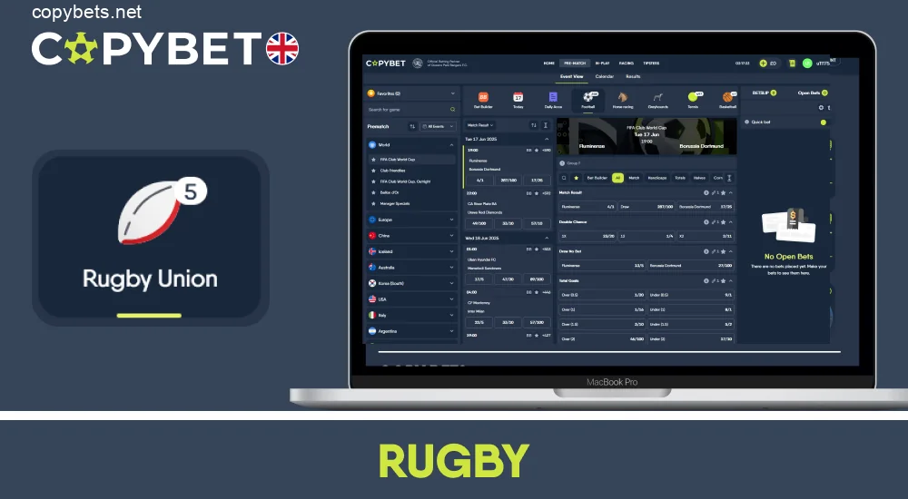 Rugby betting for UK users at Copybet