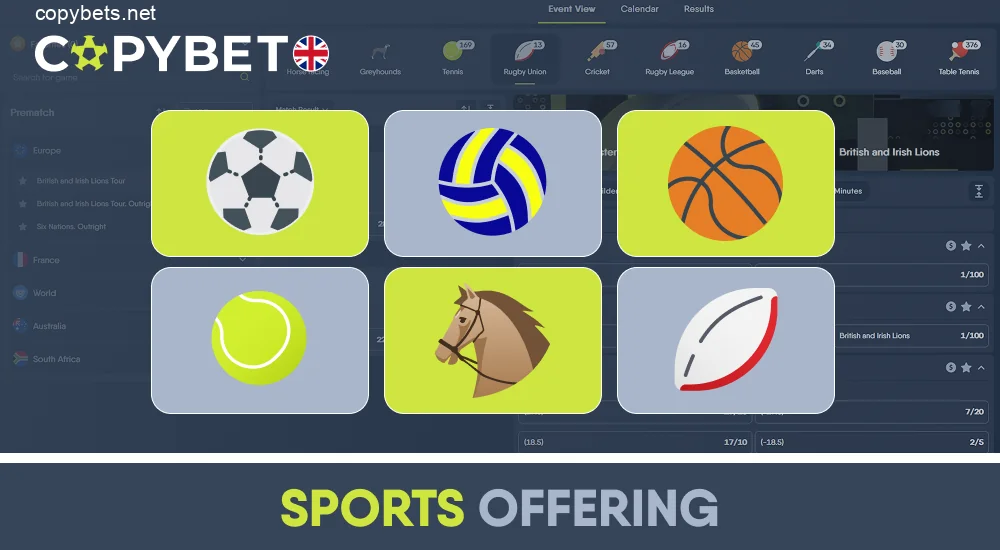 Over 20 sports and 1,000 daily events at Copybet UK