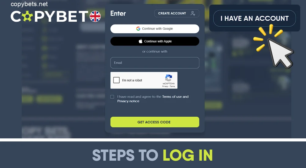 Copybet UK login instructions