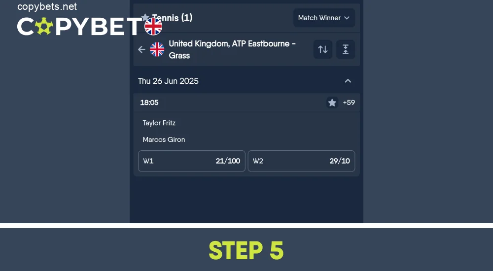 Select the competition you like, step 5
