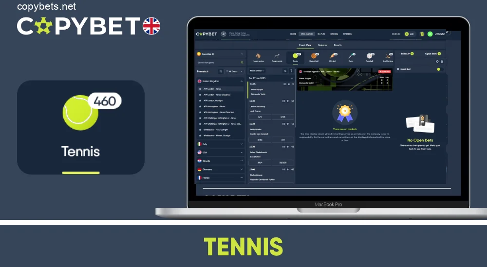 Tennis betting markets at Copybet UK