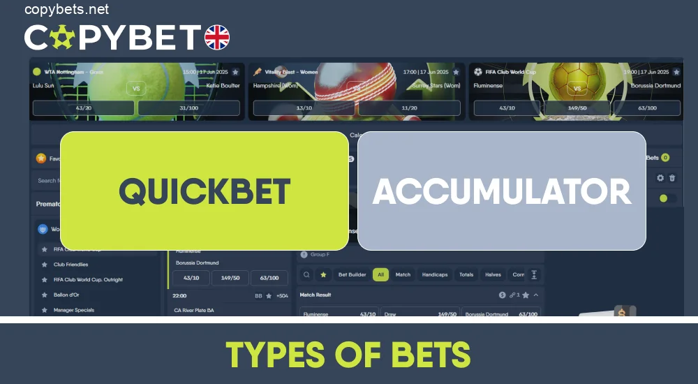 Bet types available for Copybet UK users