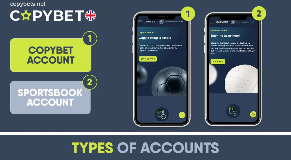 Account types available on Copybet