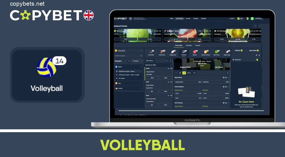 Volleyball betting options at Copybet UK